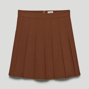 Aritzia Olive Mini Pleated Skirt Cognac